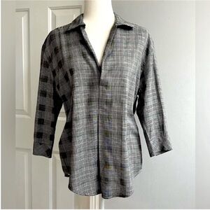 Zara Gray Plaid Button Down Shirt Size S